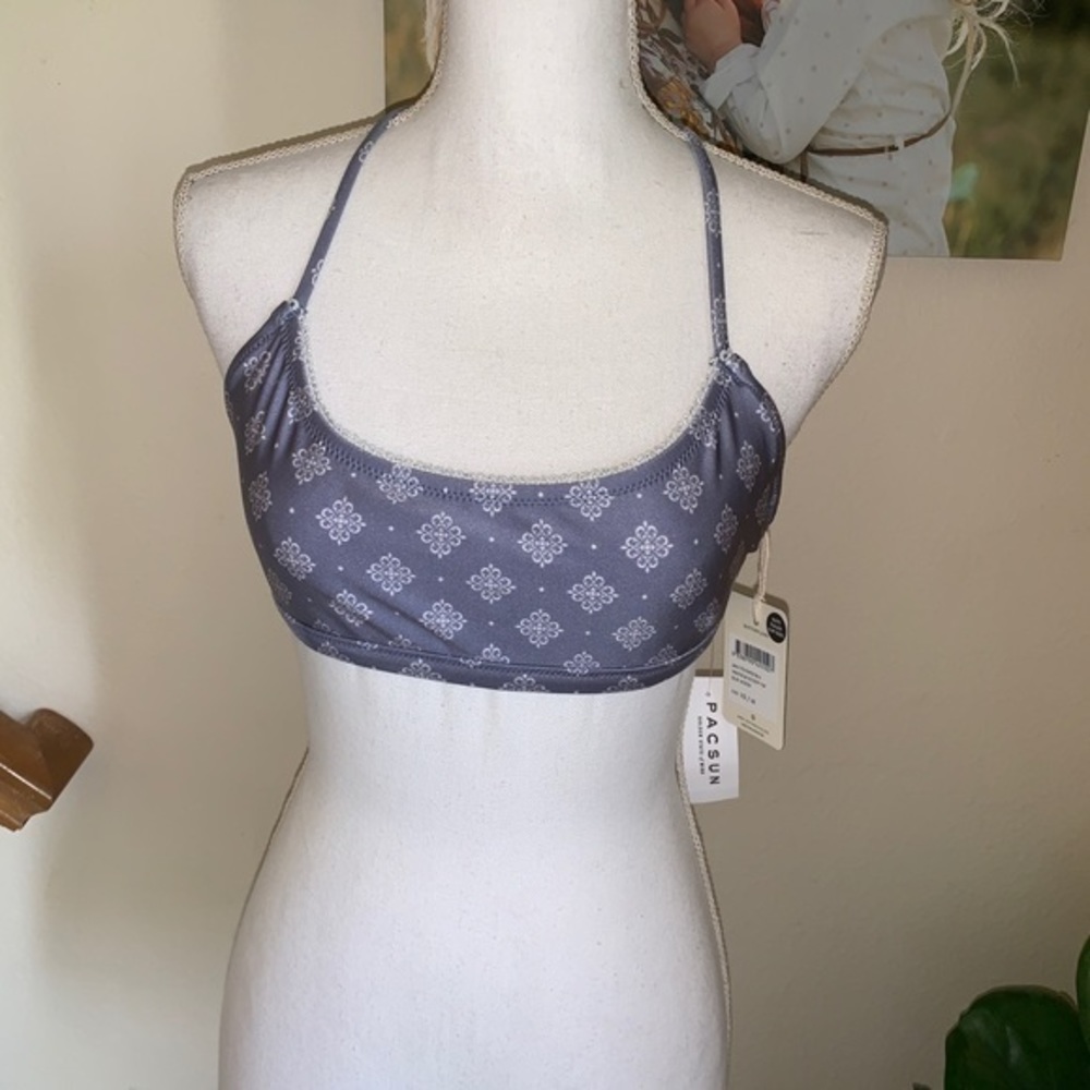 PACsun rhythm‎ blue bikini tie back top size M NWT